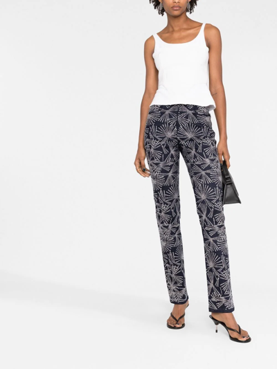 Shop Coperni Crystal-embellished Straight-leg Trousers In Blau