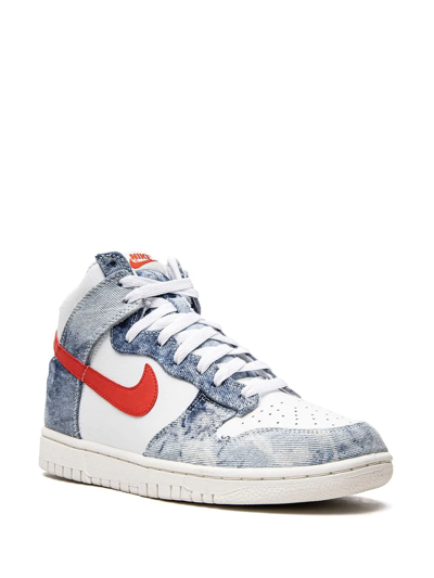 Nike White Dunk High-top Sneakers In Blue