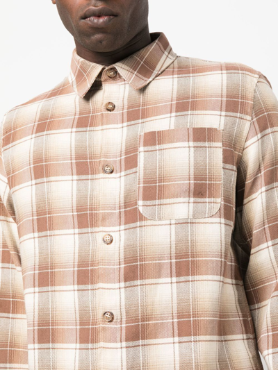 Shop Apc Plaid Button-up Shirt In Braun