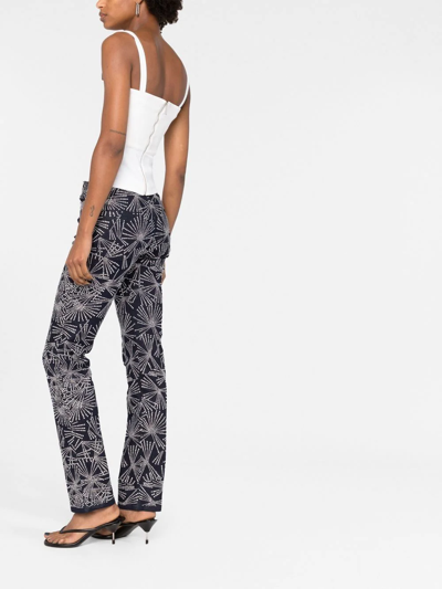 Shop Coperni Crystal-embellished Straight-leg Trousers In Blau