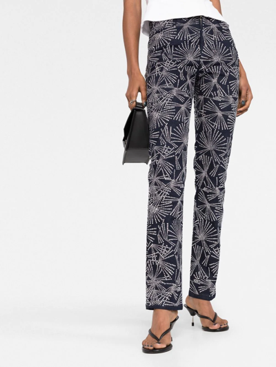 Shop Coperni Crystal-embellished Straight-leg Trousers In Blau