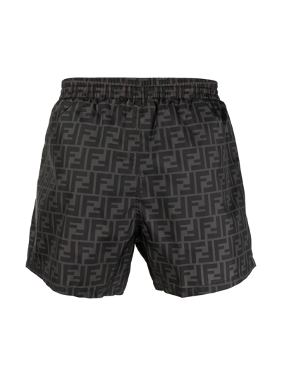 Fendi Ff-logo Print Swim Shorts In Black