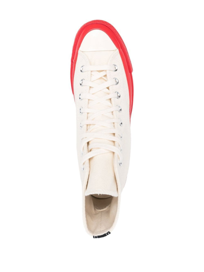 Shop Comme Des Garçons Play Heart Patch High-top Sneakers In Nude