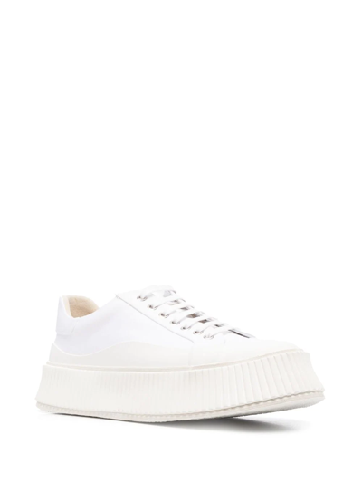 Jil Sander Low Laced Sneakers With Vulcanized Rubber Sole Shoes In White