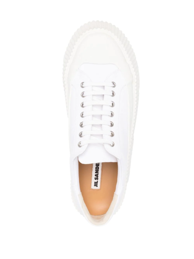 Jil Sander Low Laced Sneakers With Vulcanized Rubber Sole Shoes In White