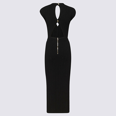 Shop Balmain Black V-neck Midi Dress