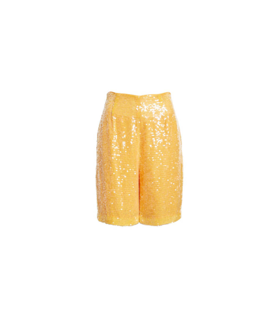 Shop Lapointe Sequin Bermuda Shorts In Orange