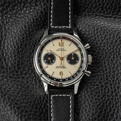 Pre-owned Sugess Panda V3 Dial Chronograph Mechanical Men Watch Seagull 1963 Supan002gn/sn
