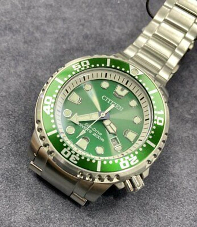 Pre-owned Citizen Promaster Bn0158-85x Eco-drive 200m Green Dial