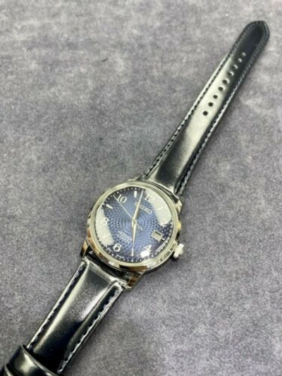 Pre-owned Seiko Presage Srpe43j1 Automatic Leather Cocktail Manhattan Blue Japan Made