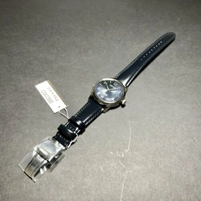 Pre-owned Seiko Srpe43j1  Presage Automatic Leather Cocktail Manhattan Blue Japan Made