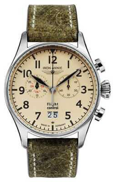 Pre-owned Annie Iron  Flight Control Quartz | Olive Green Strap | Beige Dial 5186-5 Watch