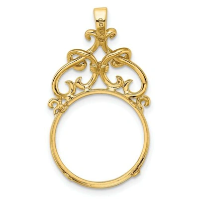 Pre-owned Roy Rose Jewelry Gold Coin Bezel Pendant Mounting- 13mm 16.5mm Coin Size -fancy Scrollwork Design