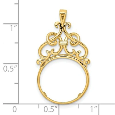 Pre-owned Roy Rose Jewelry Gold Coin Bezel Pendant Mounting- 13mm 16.5mm Coin Size -fancy Scrollwork Design