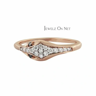 Pre-owned J.o.n 14k Gold 0.14 Ct. Genuine White And Black Diamond Snake Shape Ring Fine Jewelry In Yellow