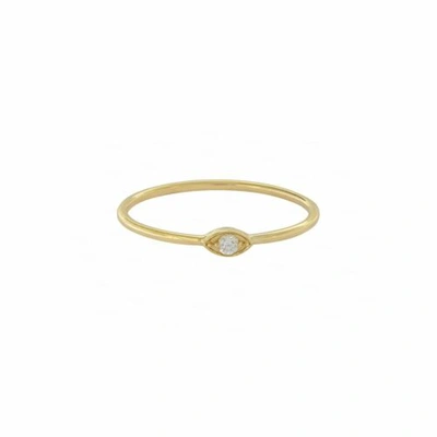 Pre-owned Irisha Designs 14k Gold Diamond Stack Evil Eye Ring Band Handmade Jewelry In White