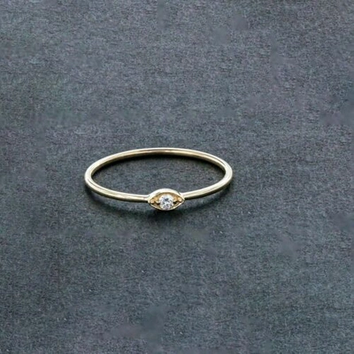 Pre-owned Irisha Designs 14k Gold Diamond Stack Evil Eye Ring Band Handmade Jewelry In White