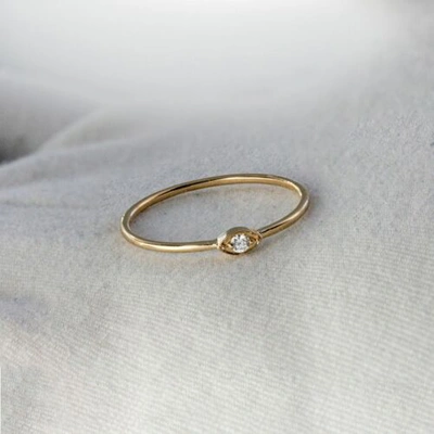 Pre-owned Irisha Designs 14k Gold Diamond Stack Evil Eye Ring Band Handmade Jewelry In White
