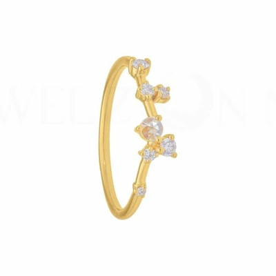 Pre-owned J.o.n 14k Gold 0.12 Ct. Genuine Diamond Cluster Ring Fine Jewelry Size-3 To 8 Us In White