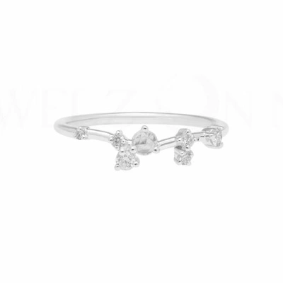 Pre-owned J.o.n 14k Gold 0.12 Ct. Genuine Diamond Cluster Ring Fine Jewelry Size-3 To 8 Us In White