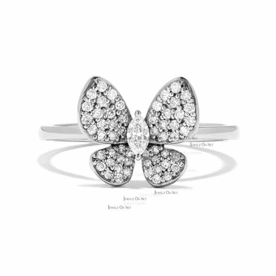 Pre-owned J.o.n 14k Gold 0.55 Ct. Genuine Round And Marquise Diamond Butterfly Ring Fine Jewelry In Yellow