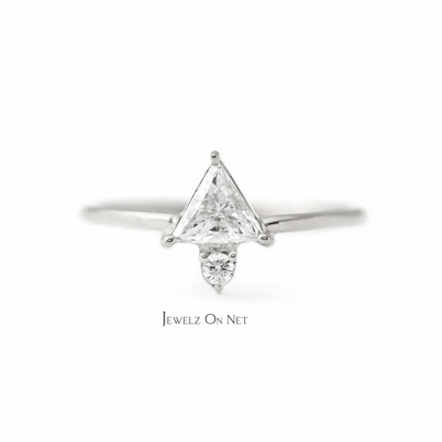 Pre-owned J.o.n 14k Gold 0.10 Ct. Genuine Rose Cut Trillion And Round Diamond Wedding Band Ring In Yellow