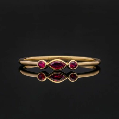 Pre-owned J.o.n 14k Gold 0.16 Ct. Genuine Pink Tourmaline Gemstone Promise Ring Fine Jewelry