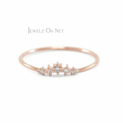 Pre-owned J.o.n 14k Gold 0.08 Ct. Genuine Diamond Cluster Band Ring Engagement Fine Jewelry In White