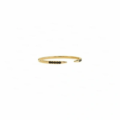 Pre-owned Irisha Designs Genuine Black Diamond Open Cuff Claw 14k Gold Fine Jewelry Ring In F-g