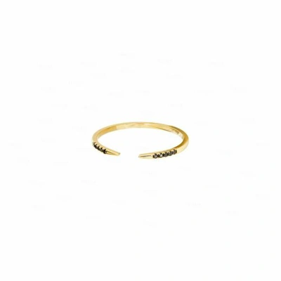 Pre-owned Irisha Designs Genuine Black Diamond Open Cuff Claw 14k Gold Fine Jewelry Ring In F-g