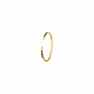Pre-owned Irisha Designs Genuine Black Diamond Open Cuff Claw 14k Gold Fine Jewelry Ring In F-g