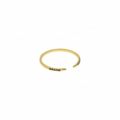 Pre-owned Irisha Designs Genuine Black Diamond Open Cuff Claw 14k Gold Fine Jewelry Ring In F-g