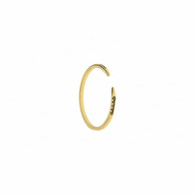 Pre-owned Irisha Designs Genuine Black Diamond Open Cuff Claw 14k Gold Fine Jewelry Ring In F-g