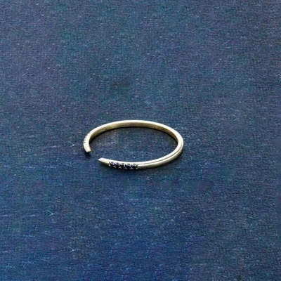 Pre-owned Irisha Designs Genuine Black Diamond Open Cuff Claw 14k Gold Fine Jewelry Ring In F-g