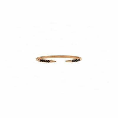 Pre-owned Irisha Designs Genuine Black Diamond Open Cuff Claw 14k Gold Fine Jewelry Ring In F-g