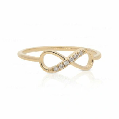 Pre-owned J.o.n 14k Gold 0.04 Ct. Genuine Diamond Love Infinity Knot Ring Size - 3 To 8 Us In White