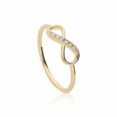 Pre-owned J.o.n 14k Gold 0.04 Ct. Genuine Diamond Love Infinity Knot Ring Size - 3 To 8 Us In White