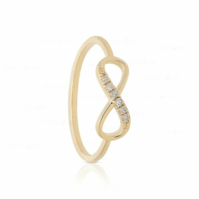 Pre-owned J.o.n 14k Gold 0.04 Ct. Genuine Diamond Love Infinity Knot Ring Size - 3 To 8 Us In White