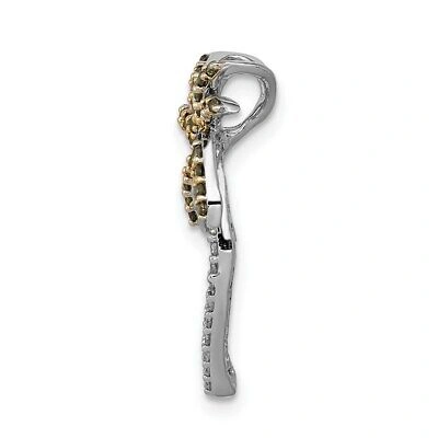 Pre-owned Superdealsforeverything Real 14kt White Gold White And Green Diamond Palm Tree Chain Slide