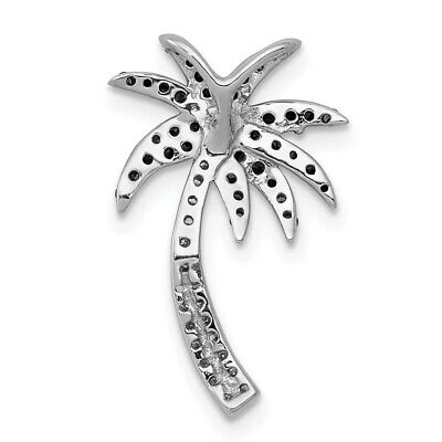 Pre-owned Superdealsforeverything Real 14kt White Gold White And Green Diamond Palm Tree Chain Slide