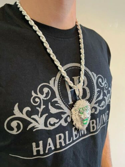 Pre-owned Silver 925  / Gold Plated Glows In The Dark Lion King Huge 3" Hip Hop Pendant Cz