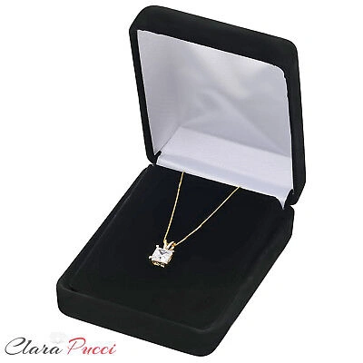 Pre-owned Pucci 2ct Princess Simulated Solitaire 14k Yellow Gold Pendant Necklace + 16" Chain In D