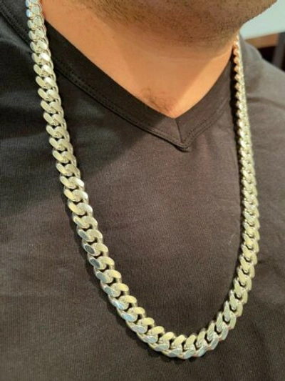 Pre-owned Hip Hop Men's Miami Cuban Link Chain - Real Solid 925 Silver Box Clasp Big 10mm