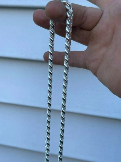 Pre-owned Hip Hop Men's Miami Cuban Link Chain - Real Solid 925 Silver Box Clasp Big 10mm