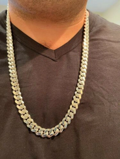 Pre-owned Hip Hop Men's Miami Cuban Link Chain - Real Solid 925 Silver Box Clasp Big 10mm