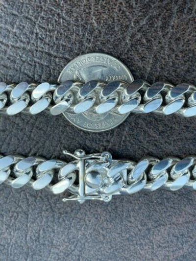 Pre-owned Hip Hop Men's Miami Cuban Link Chain - Real Solid 925 Silver Box Clasp Big 10mm