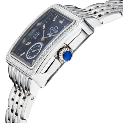 Pre-owned Gv2 By Gevril 9259b Women's Bari Blue Mop Dial Swiss Quartz Steel Watch