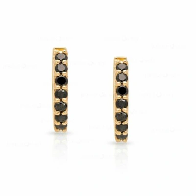 Pre-owned J.o.n 14k Gold 0.21 Ct. Genuine Black Diamond 12 Mm Hoop Earrings Fine Jewelry
