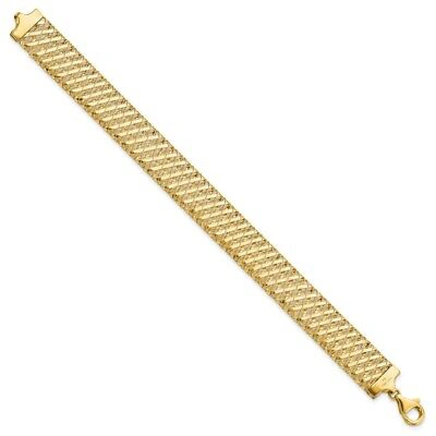 Pre-owned Superdealsforeverything Leslie's Real 14kt Fancy Stretch Chain Bracelet; 7.25 Inch In Yellow