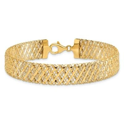 Pre-owned Superdealsforeverything Leslie's Real 14kt Fancy Stretch Chain Bracelet; 7.25 Inch In Yellow